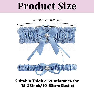 2Pcs Polyester Bride Bowknot Garter Leg Ring for Women AJEW-HY0003-37-1