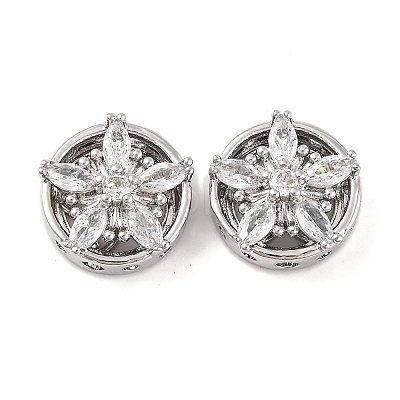 Brass Micro Pave Clear Cubic Zirconia Beads KK-S389-27P-1