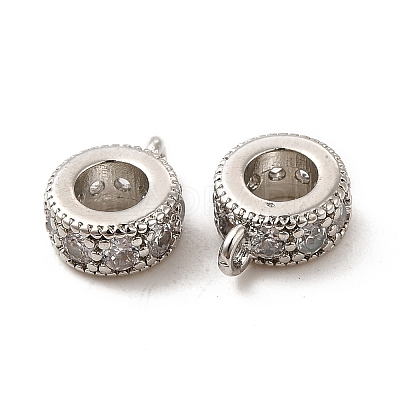Rack Plating Brass Micro Pave Cubic Zirconia Tube Bails KK-E081-08P-1