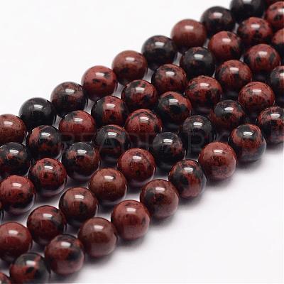 Natural Mahogany Obsidian Bead Strands G-K153-B17-12mm-1