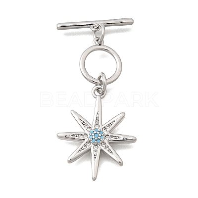 Brass Pave Cubic Zirconia Toggle Clasps KK-N289-09P-1