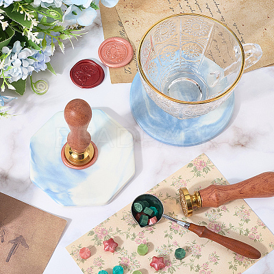 2Pcs 2 Styles Marble Pattern Porcelain Cup Coasters AJEW-CP0009-18B-1