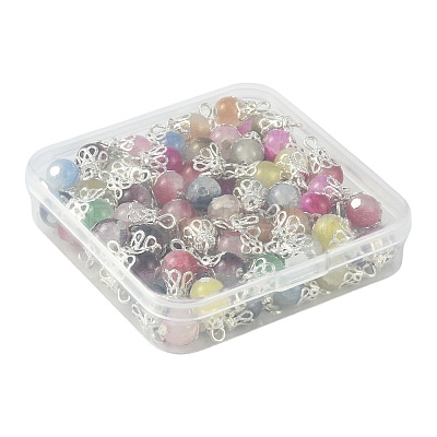100Pcs 10 Colors Crackle Baking Paint Imitation Jade Glass Charms PALLOY-FS00056-1