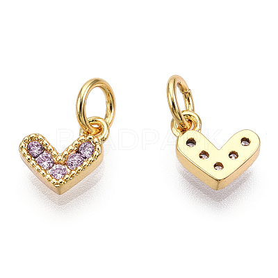 Brass Micro Pave Cubic Zirconia Charms KK-N227-33G-09-NF-1
