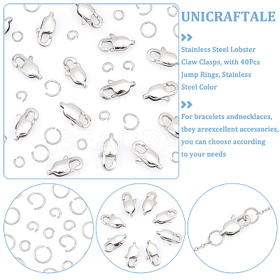 16Pcs 304 Stainless Steel Lobster Claw Clasps DIY-UN0004-95-1