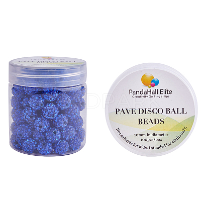 10mm Disco Ball Clay Beads Sapphire Pave Rhinestones Spacer Round Beads RB-PH0003-10mm-10-1