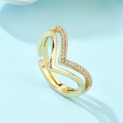 Adjustable Brass Micro Pave Clear Cubic Zirconia Finger Rings RJEW-S044-140-NF-1