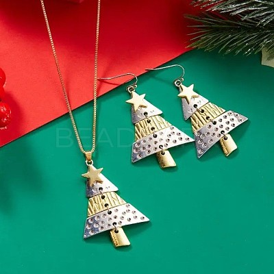Christmas Tree Alloy Pendant Necklaces & Dangle Earrings Sets WG3F9DA-03-1
