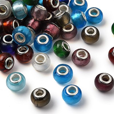 Handmade Silver Foil Glass European Beads LPDL-R008-M-1