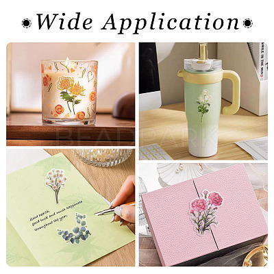 6 Sets 6 Colors Flower PET Waterproof Stickers STIC-TA0001-04-1
