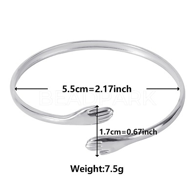 Elegant and Stylish Design Palm/Hug 304 Stainless Steel Cuff Bangles for Women KC2455-1-1