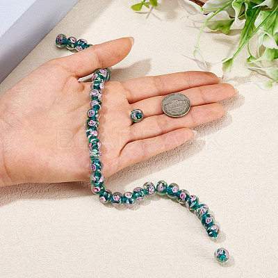 1 Strand Handmade Lampwork Inner Flower Rondelle Beads Strands LAMP-TA0002-72F-1