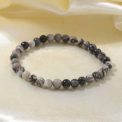 Natural Netstone Bead Stretch Bracelets BJEW-K212-A-021-1