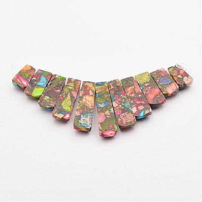 Assembled Gold Line and Imperial Jasper Beads Strands G-P298-K01-1