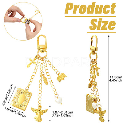 Brass Locket Pendant Decorations HJEW-YW00531-1