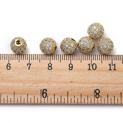 Brass Cubic Zirconia Beads ZIRC-F001-31G-1
