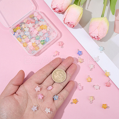 100Pcs Star Frosted Acrylic Gold Foil Charms PALLOY-BM00026-1