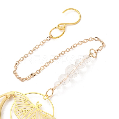 Brass Hollow Moth Moon Hanging Ornaments AJEW-Z027-01C-1