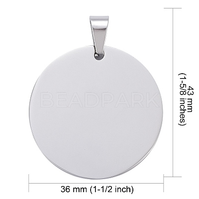 Tarnish Resistant DIY Materials 201 Stainless Steel Flat Round Hand Stamping Blank Tag Pendants STAS-O044-125-1