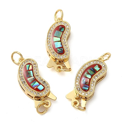 Brass Micro Pave Clear Cubic Zirconia Box Clasps KK-K385-093G-1