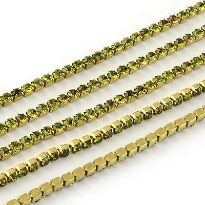 Nickel Free Raw(Unplated) Brass Rhinestone Strass Chains CHC-R119-S6-03C-1-1