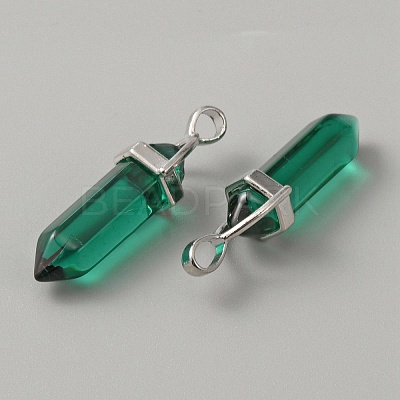 Glass Double Terminal Pointed Pendants G-WH0016-40D-1