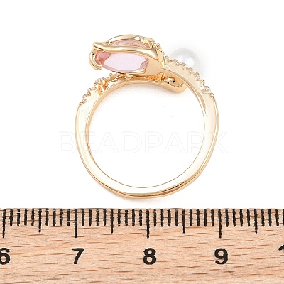 Brass Micro Pave Cubic Zirconia Finger Rings for Women CU-CBAA973-02G-1