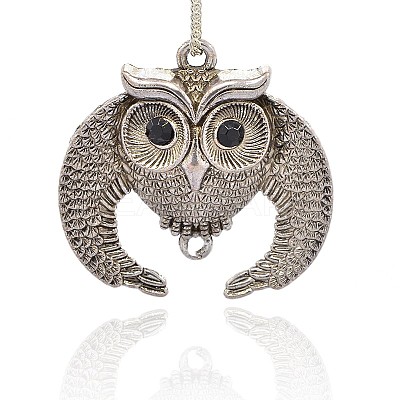 Antique Silver Plated Alloy Rhinestone Bird Pendants ALRI-J111-02AS-1