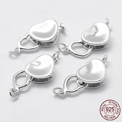 Anti-Tarnish Rhodium Plated 925 Sterling Silver Box Clasps STER-F037-073P-1