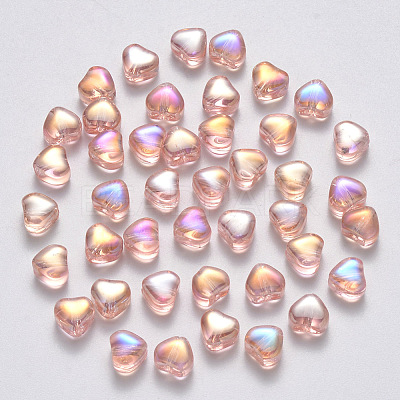 Transparent Spray Painted Glass Beads GLAA-R211-02-D03-1