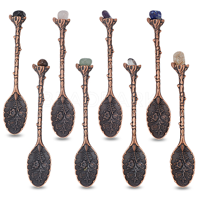 8Pcs 8 Styles Zinc Alloy Coffee Tea Spoon AJEW-NB0006-51-1