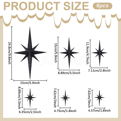 6Pcs Plastic Self Adhesive Wall Stickers DIY-WR0005-34C-1