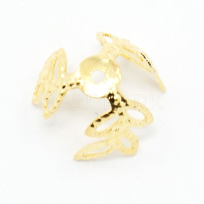 3-Petal Brass Flower Bead Caps KK-M010-01G-1