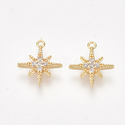 Brass Cubic Zirconia Charms X-KK-S350-281-1