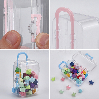 4Pcs 4 Colors Trolley Bag Shaped Plastic Storage Boxes AJEW-SP0002-60-1