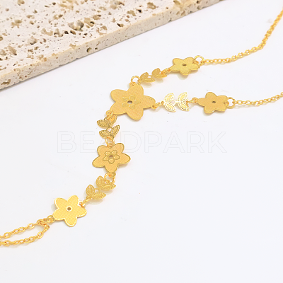 Vintage Flower Brass Link Ring Bracelets XK9574-2-1