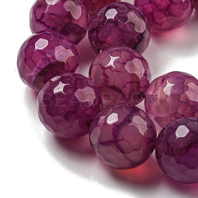 Faceted Natural Dragon Veins Agate Beads Strands X-G-F447-12mm-L02-1