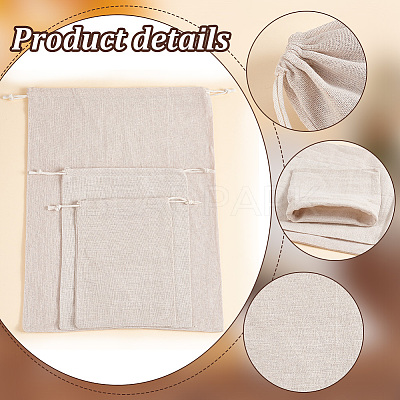 18Pcs 3 Sizes Linen Pouches ABAG-PH0001-46-1
