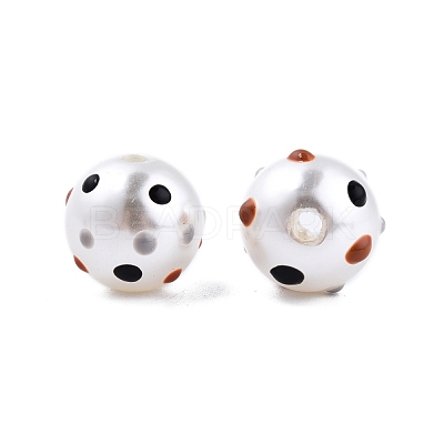 Spot Pattern Opaque ABS Plastic Imitation Pearl Enamel Beads KY-G020-02A-1
