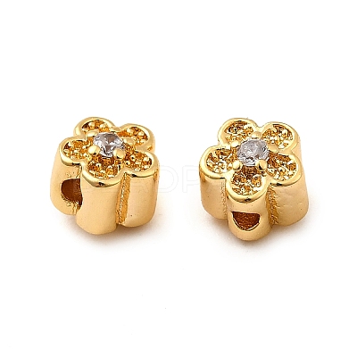 Brass Micro Pave Cubic Zirconia Beads KK-D407-14G-1