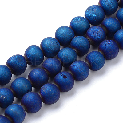 Electroplated Natural Druzy Geode Agate Bead Strands X-G-R345-8mm-57-1