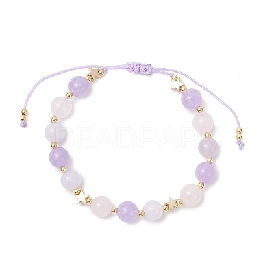 Natural Aquamarine & Rose Quartz & Amethyst Beads Braided Bead Bracelets for Women BJEW-JB12529-02-1