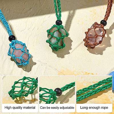 Braided Waxed Cotton Thread Cords Macrame Pouch Necklace Making AJEW-SW00021-1