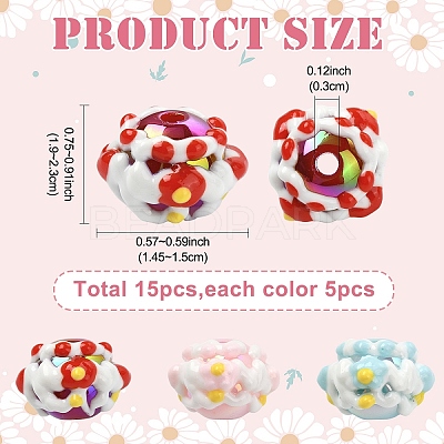 15Pcs 3 Colors Opaque Acrylic Beads SACR-YW0001-82-1