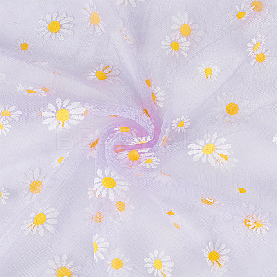 4 Yard Daisy Pattern Nylon Mesh Fabric AJEW-WH0314-459A-1