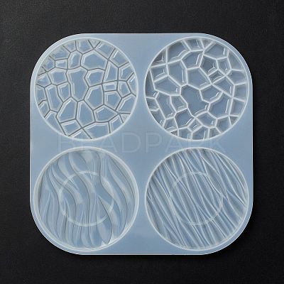 Flat Round with Water Ripple Cup Mat Silicone Molds DIY-L065-03-1