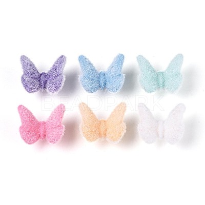 Flocking Opaque Acrylic Butterfly Beads OACR-T030-11M-1