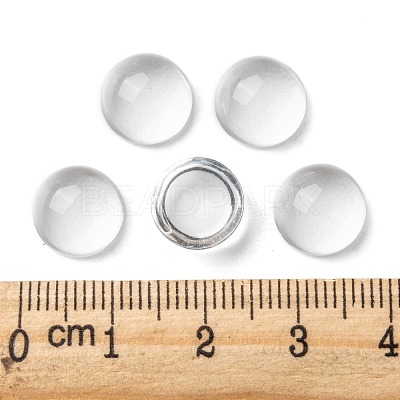 Transparent Half Round Glass Cabochons GGLA-R027-10mm-1