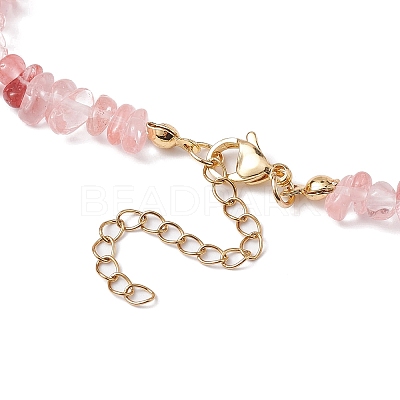 Synthetic Cherry Quartz Glass Chip Beaded Necklace NJEW-JN04616-01-1