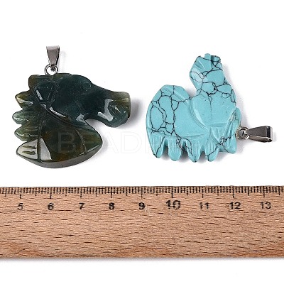 Natural & Synthetic Mixed Stone Carved Pendants G-Q608-14-1